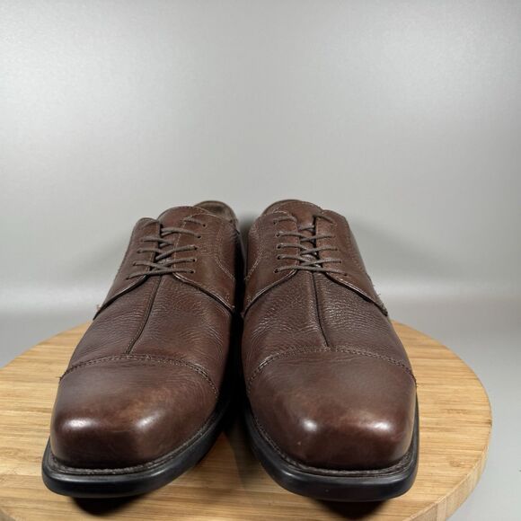 Johnston‎ & Murphy Men's Sz 10 Brown Cap Toe Dress Shoe Leather Oxford - Picture 2 of 8